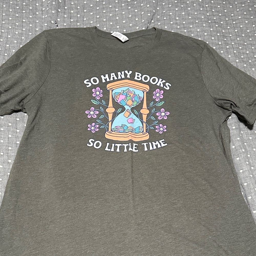 Olive Green Short with Book Graphic